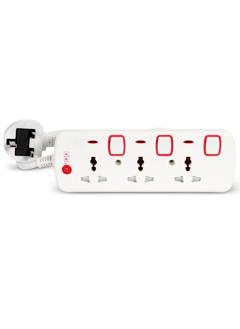 AFRA - AFRA Universal Extension Cord, 3 Way, 3 Universal Sockets, 5 Meter Cable, Easy Set-Up & Storage, Shockproof, 250V with 2 years warranty - Image 1