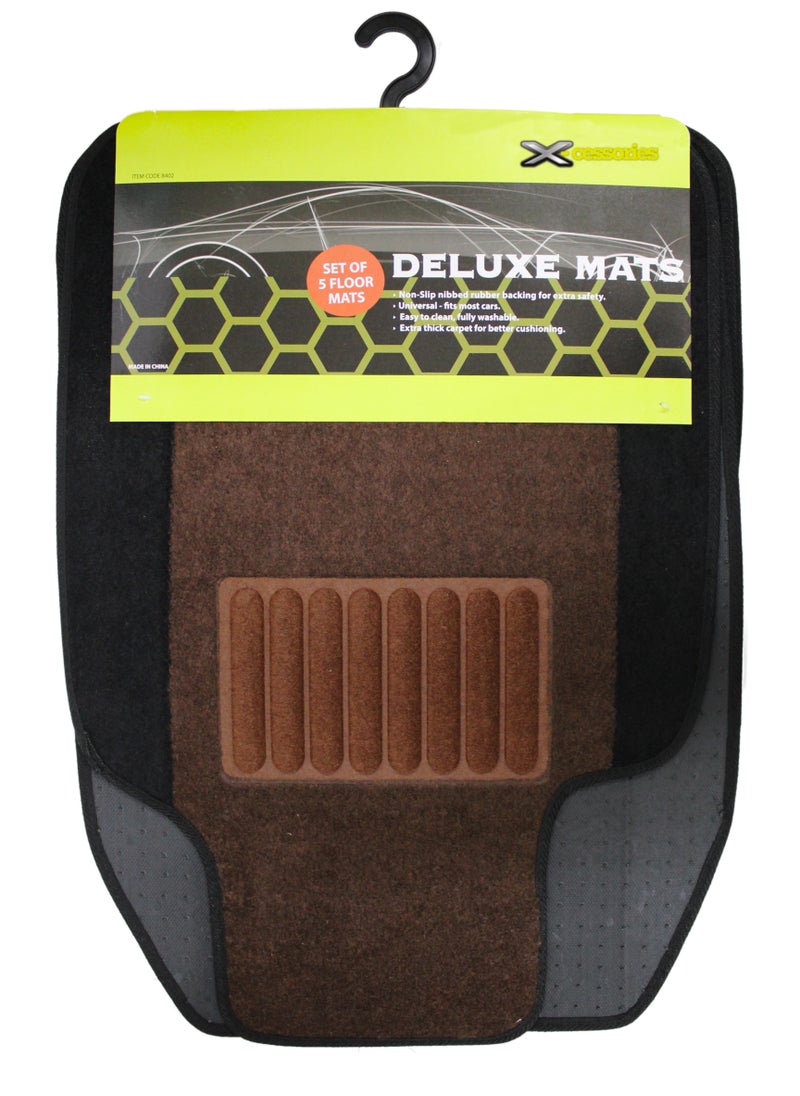 XCESSORIES - Xcessories Deluxe Heavy Duty Car Mat 5 Pieces Set (BROWN) - Image 1