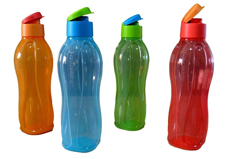 Tupperware Aquasafe Flip Top Bottle 1 L Each  Multicolor Set Of 4 - Image 1