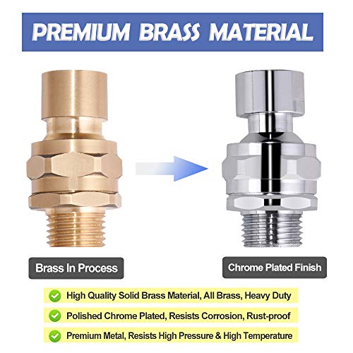 YDmeet Shower Head Swivel Ball Adapter Brass Adjustable Shower Arm Connector Universal Showering Component Shower Arm Extension, Polished Chrome - Image 3