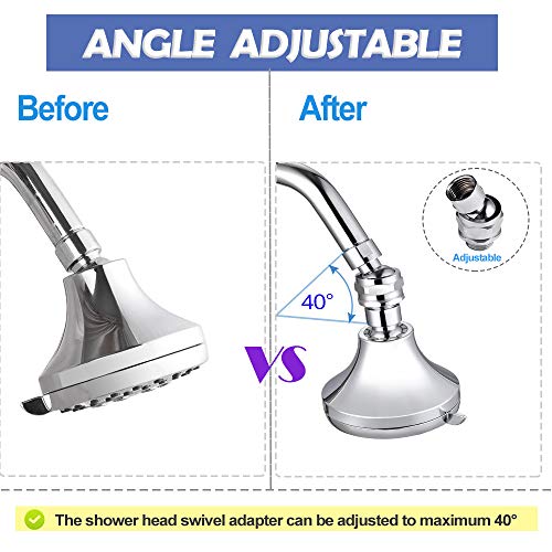 YDmeet Shower Head Swivel Ball Adapter Brass Adjustable Shower Arm Connector Universal Showering Component Shower Arm Extension, Polished Chrome - Image 2