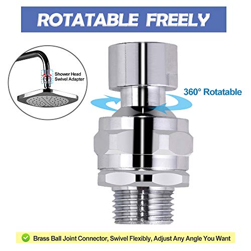 YDmeet Shower Head Swivel Ball Adapter Brass Adjustable Shower Arm Connector Universal Showering Component Shower Arm Extension, Polished Chrome - Image 5