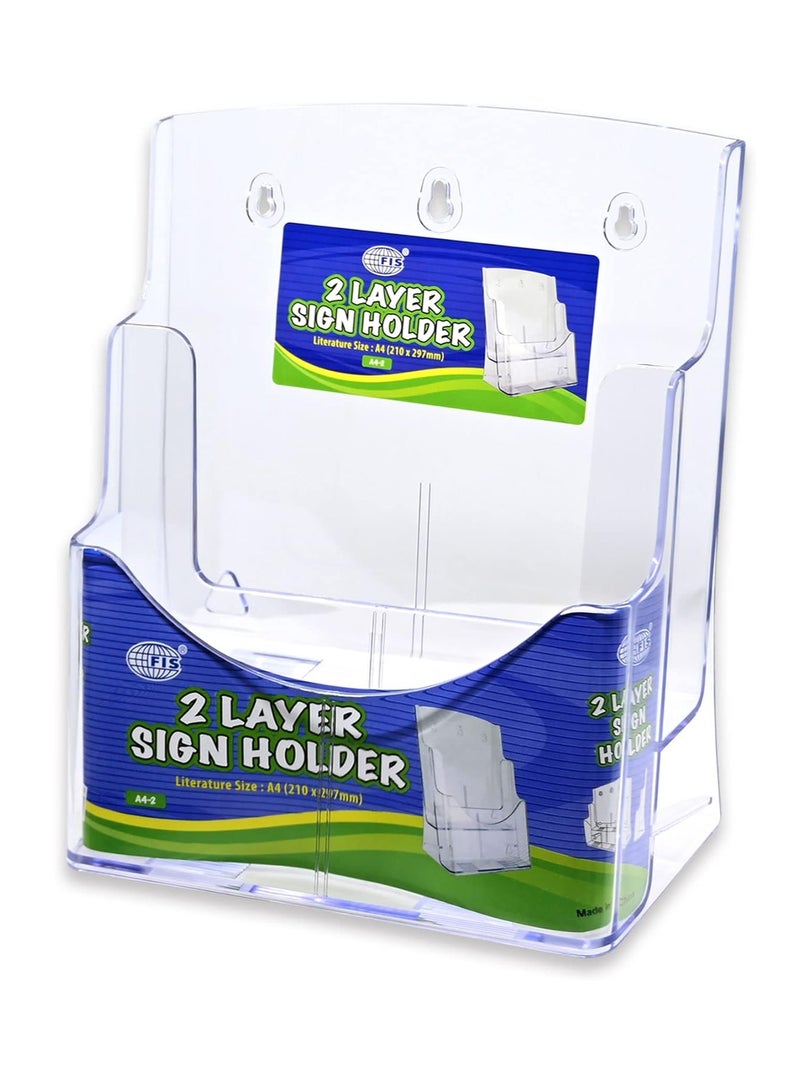 FIS حاملات علامات FIS بطبقتين، حجم A4، شفاف - FSNAA4-2 - Image 1