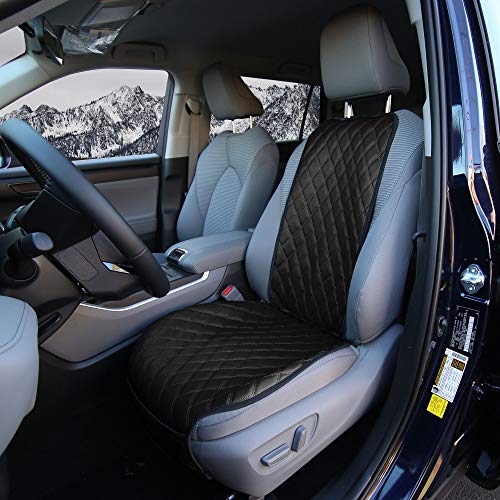 FH Group Car Seat Cushion Faux Leather Single Front Seat Cover with Front Pockets Airbag Compatible Universal Fit Car Seat Cushion for Driver or Passenger Seat SUV Truck Sedan Van Black - Image 3