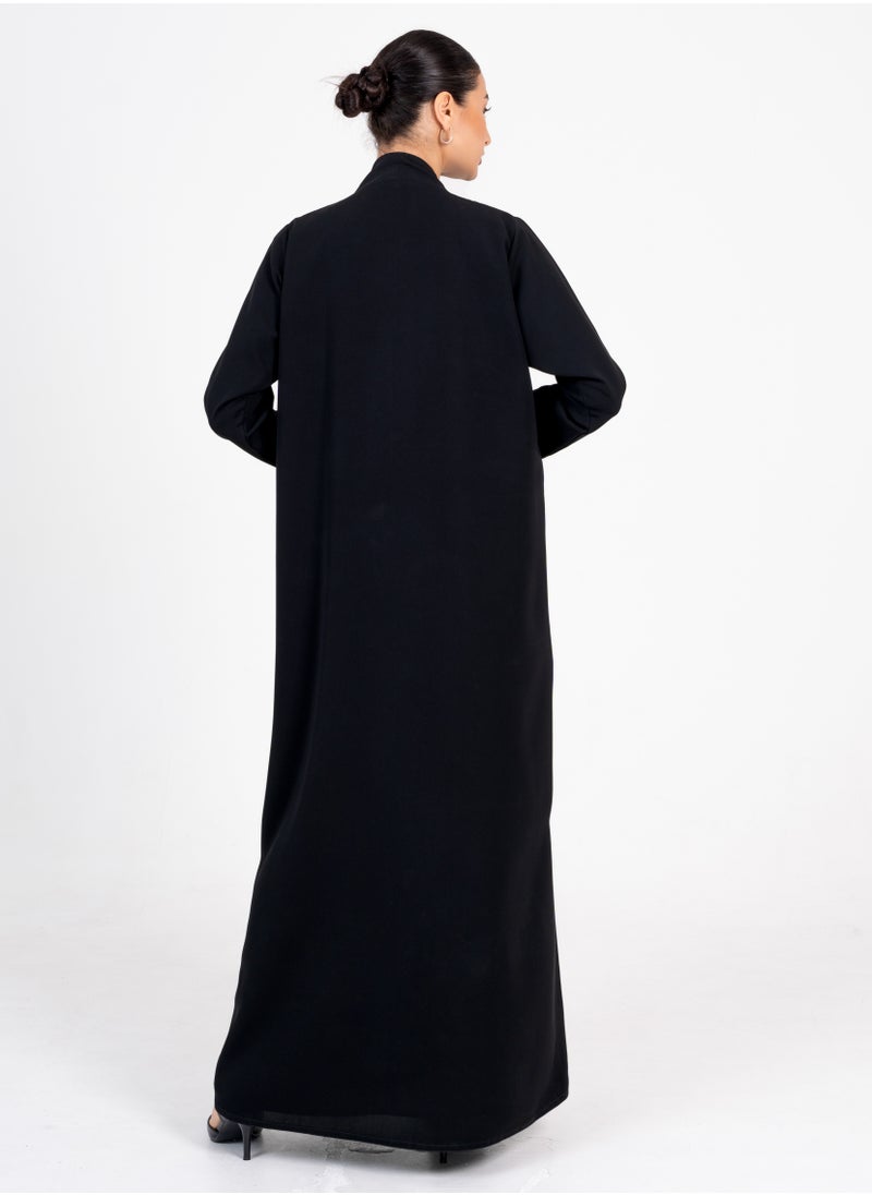 Rosette Abaya Embellished Abaya with  Flowers Embroidery  - Image 2