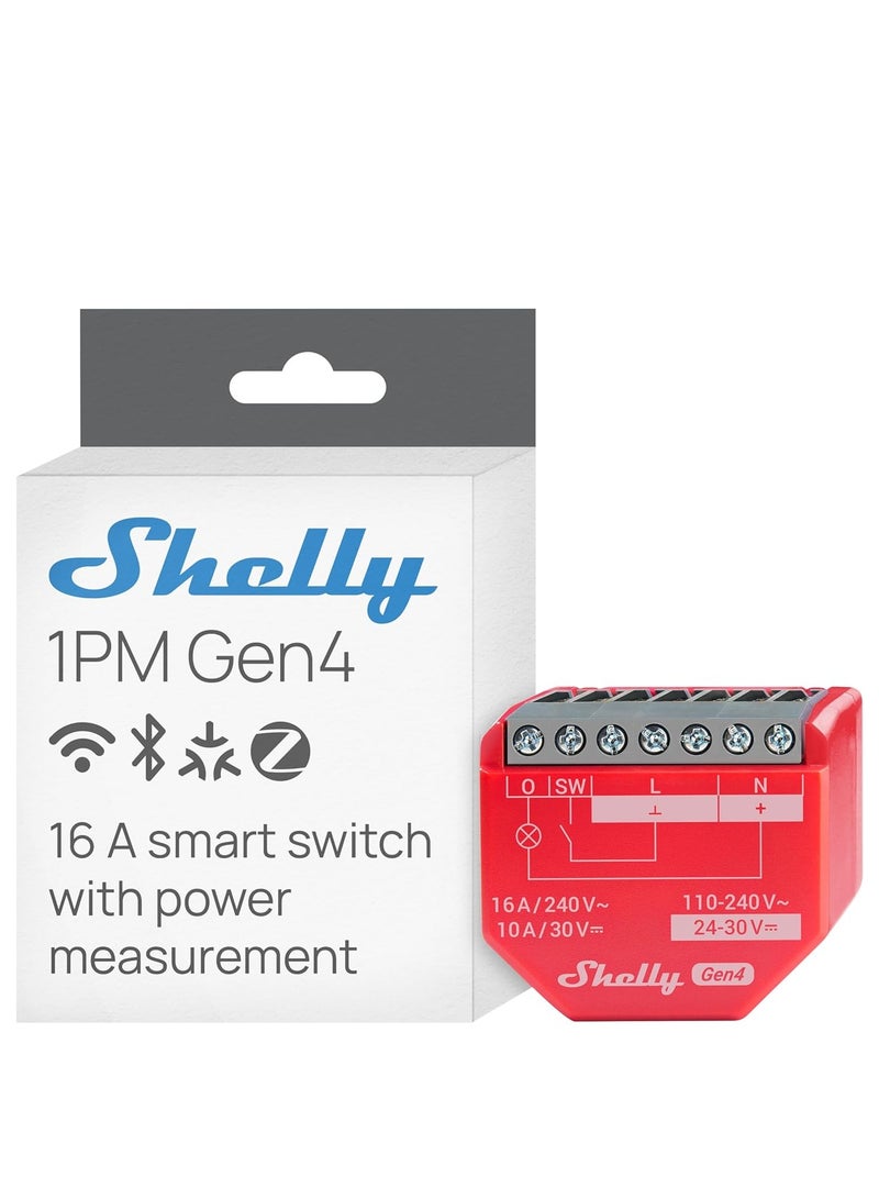 شيلي مفتاح الترحيل الذكي Shelly 1PM Gen4 المزود بتقنية WiFi - Image 1