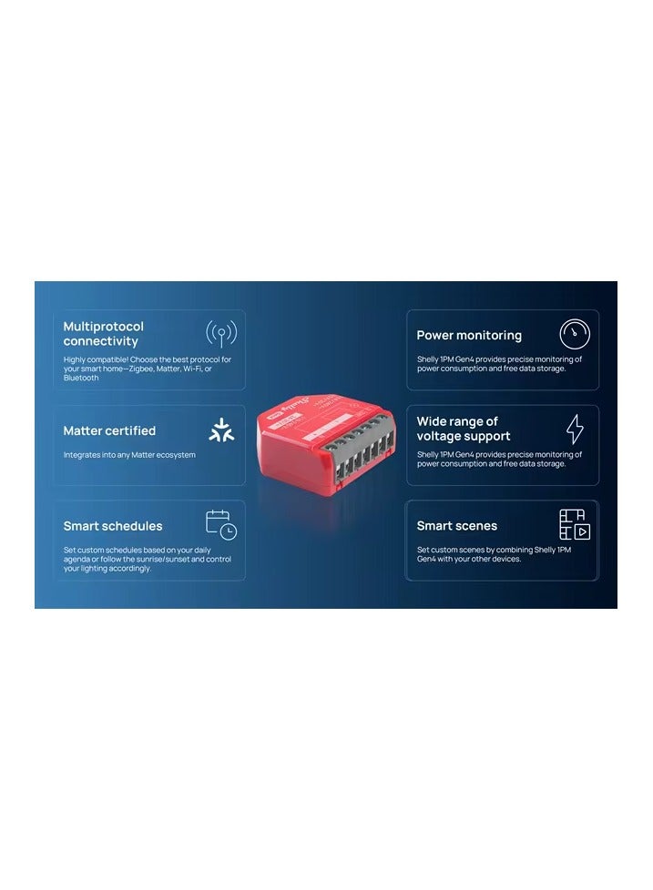 شيلي مفتاح الترحيل الذكي Shelly 1PM Gen4 المزود بتقنية WiFi - Image 5
