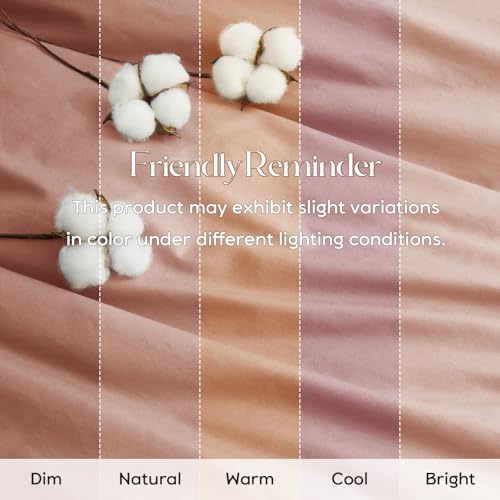 Entisn Pure Cotton Sheets Queen Size Bed Set 4 Pieces, 400 Thread Count Cotton Sheet Set with All Around Elastic for Snug Fit, All Seasons Breathable & Soft Bedding, 16 Inch Deep Pocket, Dusty Pink - Image 5