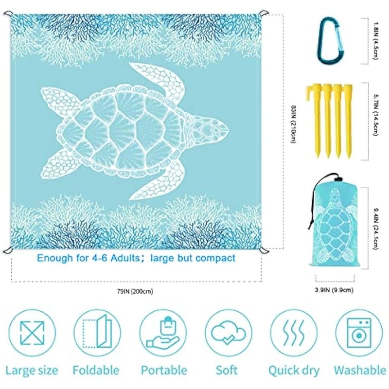 Loquat Beach Blanket Sandproof Large Beach Mat 79x 83 4-6 Adults Oversized Lightweight Sand Free Beach Mat Waterproof Beach Blanket Portable Outdoor Camping Blankets for Travel, Camping, Hiking - Image 5