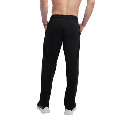 Champion Men's Everyday Open Hem Cotton Pants, 32.5" Inseam, Cotton Knit Pants Left Hip "C" Logo, Open Hem Jersey Pants - Image 2