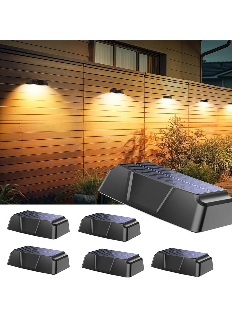 Bukela Solar Fence Lights Outdoor - 6 Pack Solar Outdoor Lights with Warm White, Cool White, 7 RGB Color, Fade/Jump Modes, Solar Lights Outdoor Waterproof, Deck Solar Lights for Outside Yard Step - Image 1