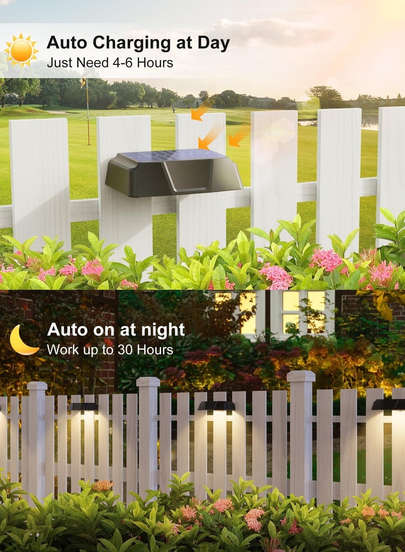 Bukela Solar Fence Lights Outdoor - 6 Pack Solar Outdoor Lights with Warm White, Cool White, 7 RGB Color, Fade/Jump Modes, Solar Lights Outdoor Waterproof, Deck Solar Lights for Outside Yard Step - Image 3