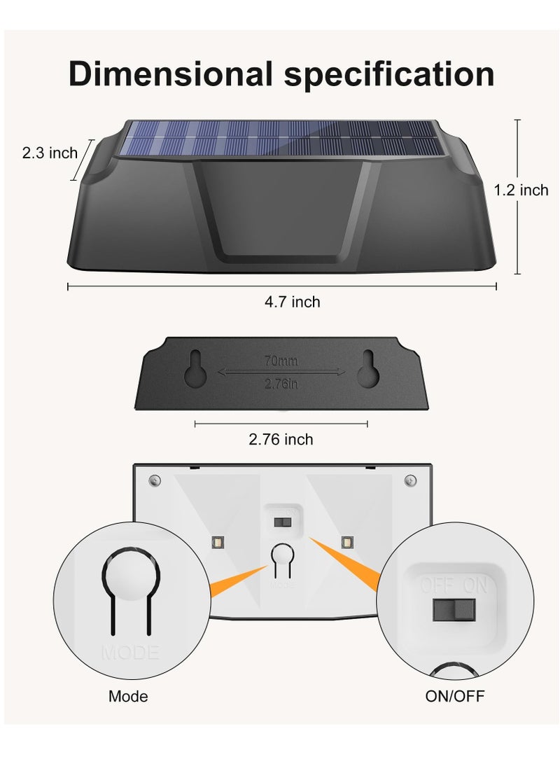 Bukela Solar Fence Lights Outdoor - 6 Pack Solar Outdoor Lights with Warm White, Cool White, 7 RGB Color, Fade/Jump Modes, Solar Lights Outdoor Waterproof, Deck Solar Lights for Outside Yard Step - Image 4