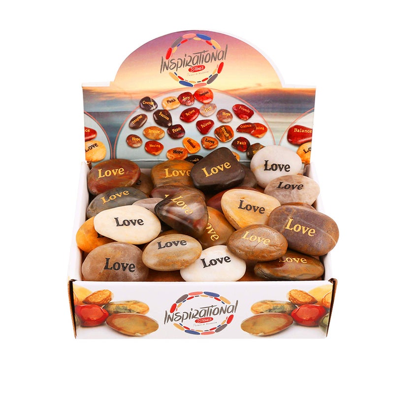 ROCKIMPACT 50PCS Love Love Stone Engraved Rocks Inspirational Prayer Stones Gift Chakra Healing Palm Spirit Affirmation Stones Positive Encouraging Rocks Wholesale Bulk Love Rock, 2"-3" Each