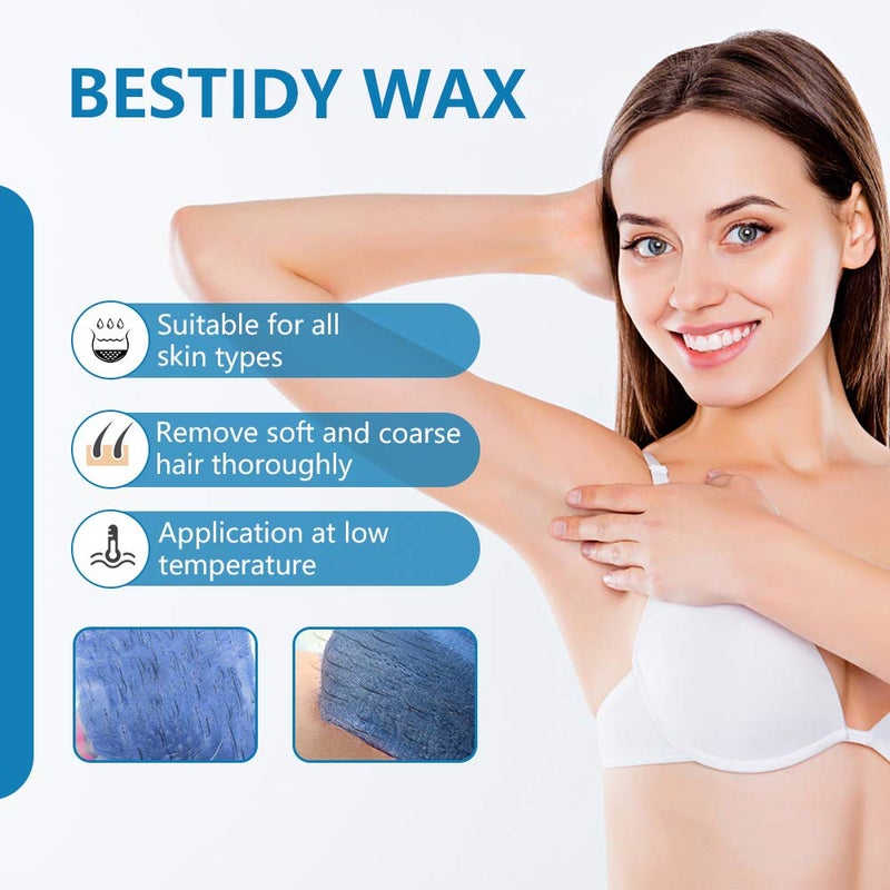 Bestidy Hard Wax Beads for Hair Removal - 1000g Waxing Beans for All Body and Bikini Areas (Blue) - Image 3