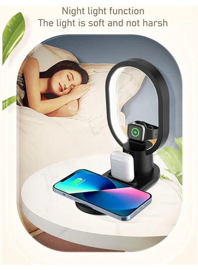 4-in-1 Bedside LED Night Light with 15W Fast Wireless Charger, Magnetic Phone Holder & Desk Lamp for Bedroom - Image 4