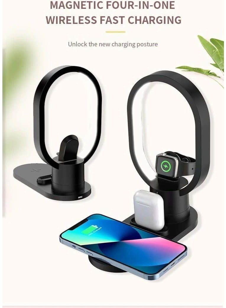 4-in-1 Bedside LED Night Light with 15W Fast Wireless Charger, Magnetic Phone Holder & Desk Lamp for Bedroom - Image 2