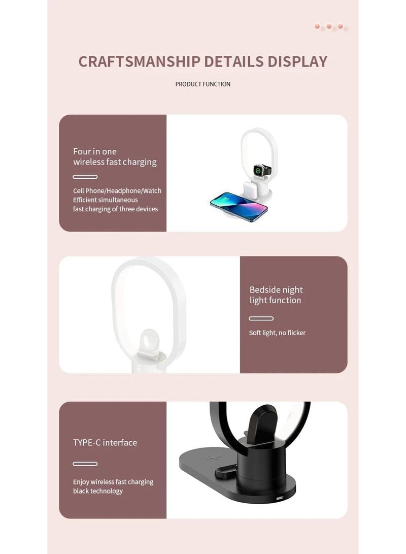 4-in-1 Bedside LED Night Light with 15W Fast Wireless Charger, Magnetic Phone Holder & Desk Lamp for Bedroom - Image 3