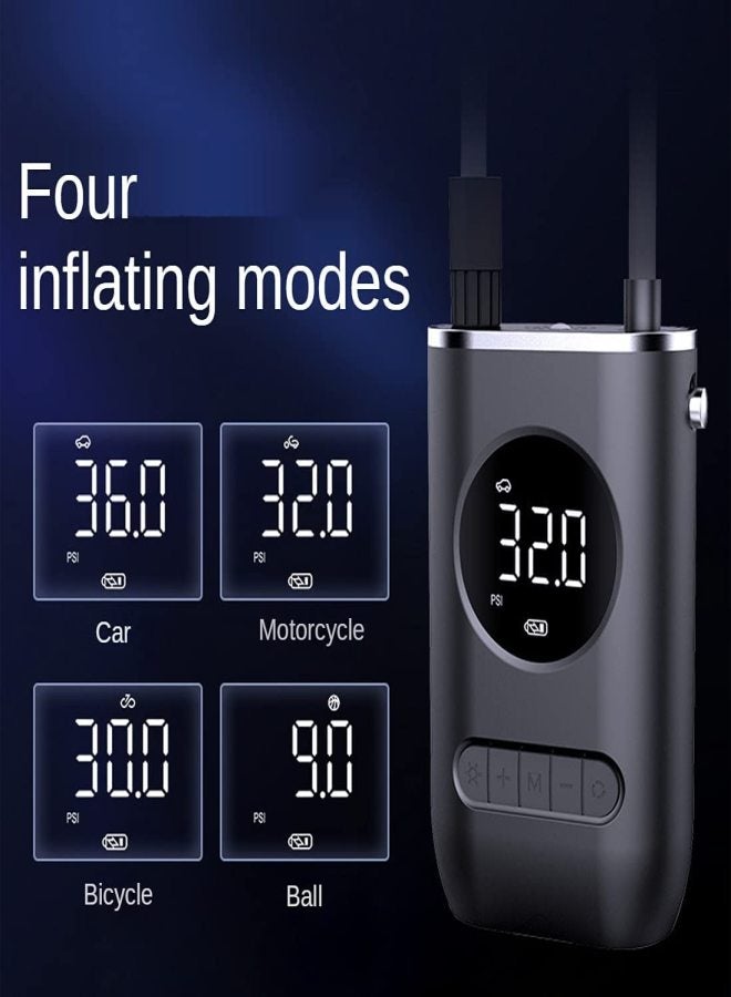 Portable Air Compressor Mini Tire Inflator With 4000mAh Rechargeable Battery Cordless Tire Pump 150 PSI LED Emergency Light Air Pump Pressure Gauge Car Bike Motorcycle Inflatable Ball - Image 3