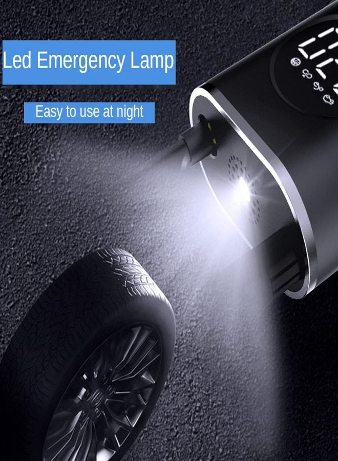 Portable Air Compressor Mini Tire Inflator With 4000mAh Rechargeable Battery Cordless Tire Pump 150 PSI LED Emergency Light Air Pump Pressure Gauge Car Bike Motorcycle Inflatable Ball - Image 4