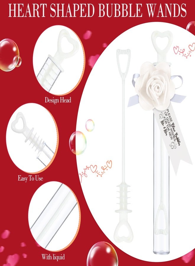 PullCrease 200 Set Wedding Bubble Wands Bulk Include Mini Heart Bubble Wand with Refill Flower Ribbon and Tags for Wedding Send Off Guests Anniversaries Party Favor (White) - Image 3