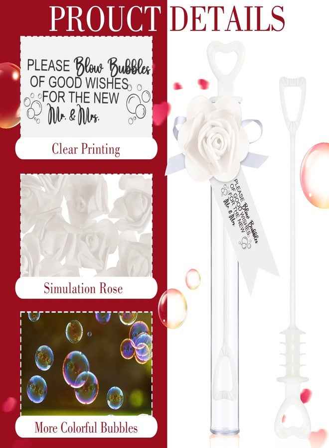 PullCrease 200 Set Wedding Bubble Wands Bulk Include Mini Heart Bubble Wand with Refill Flower Ribbon and Tags for Wedding Send Off Guests Anniversaries Party Favor (White) - Image 5