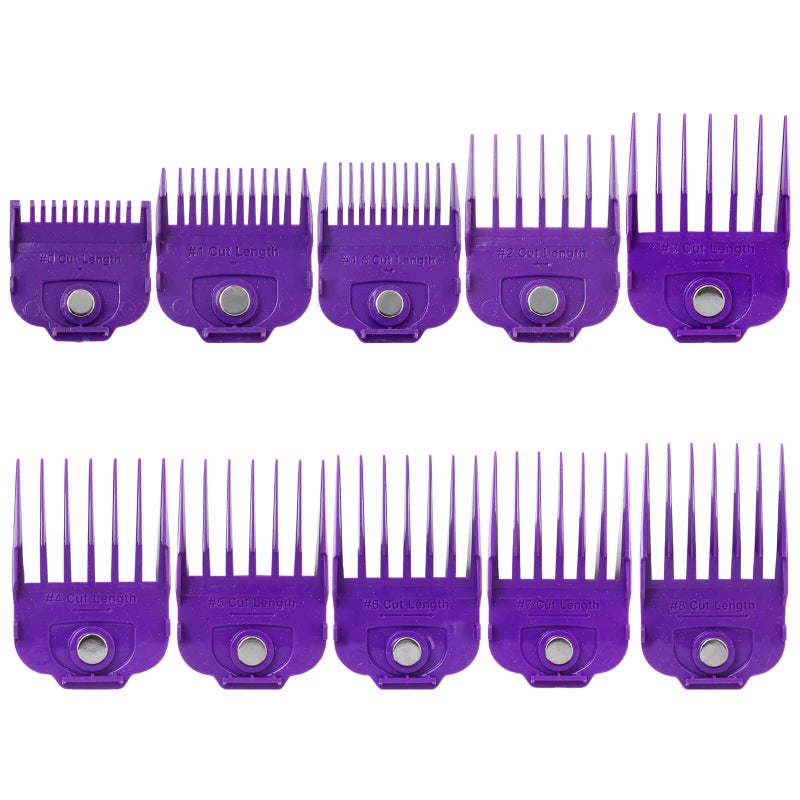 Gxcdizx New 10-Pack for Andis Magnetic Clipper Guards, Upgrade Professional Clipper Guard Comb Guides for Andis Master Hair Clippers - 1/16" to 1"(Purple) - Image 1
