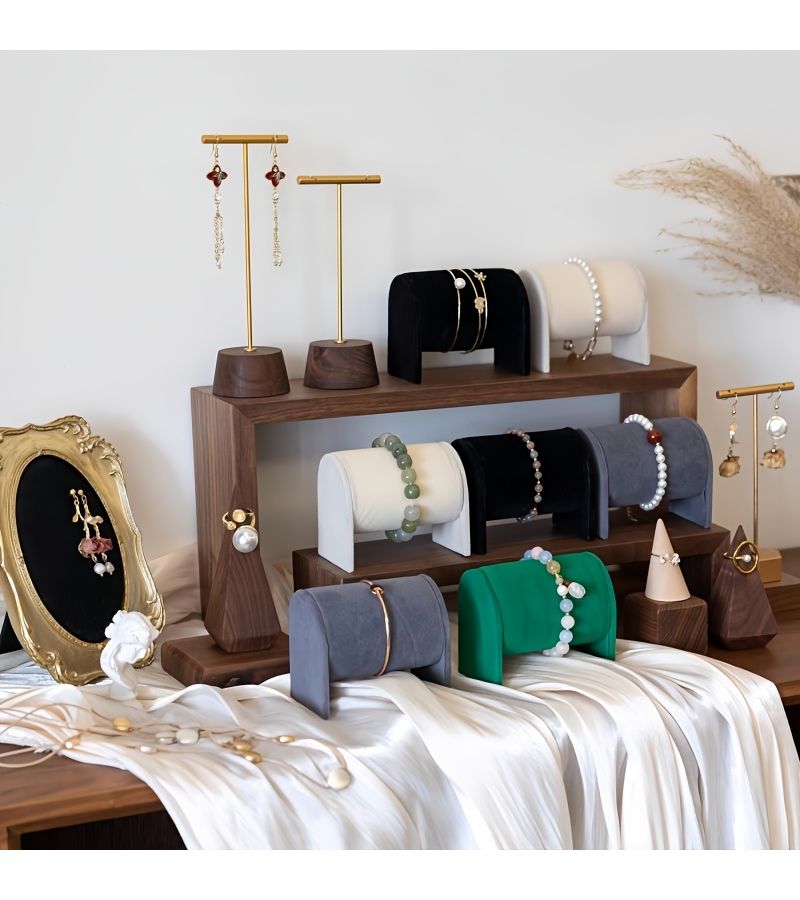 Black Velvet Oval Jewelry Display Tower And Bracelet Storage Box For Home Retail Desktop Ornament Valentine Birthday Gift Women - Image 4