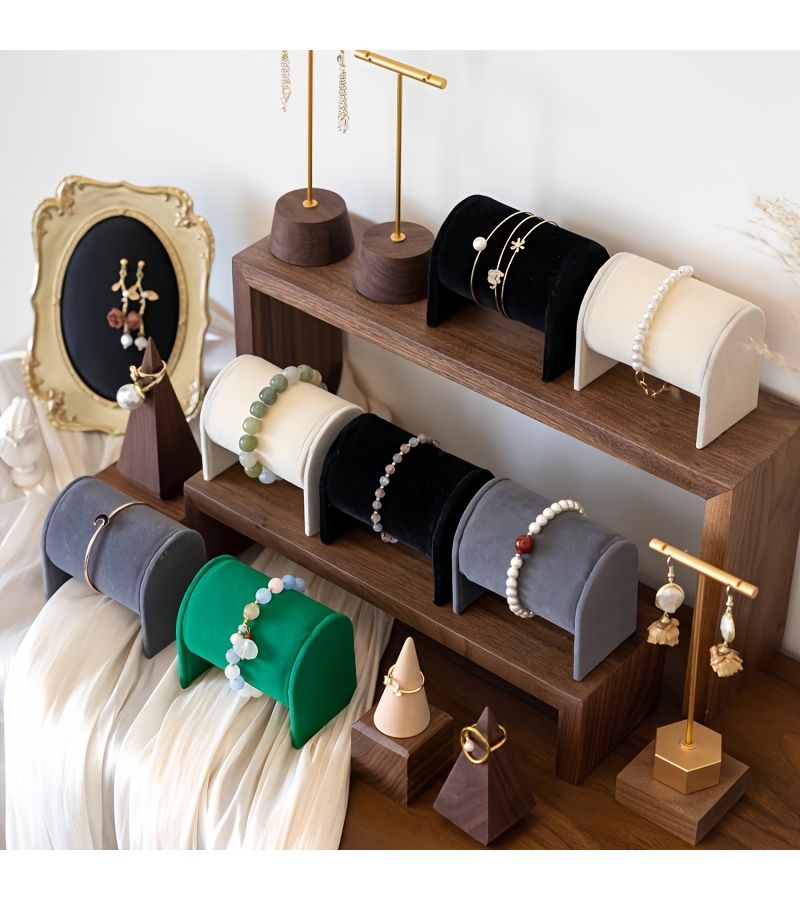 Black Velvet Oval Jewelry Display Tower And Bracelet Storage Box For Home Retail Desktop Ornament Valentine Birthday Gift Women - Image 2