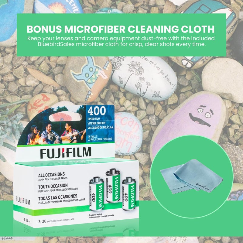 FUJIFILM 400 Color Negative Film (35mm Roll Film, 36 Exposures, 3-Rolls) + BluebirdSales Microfiber Cleaning Cloth - Image 5