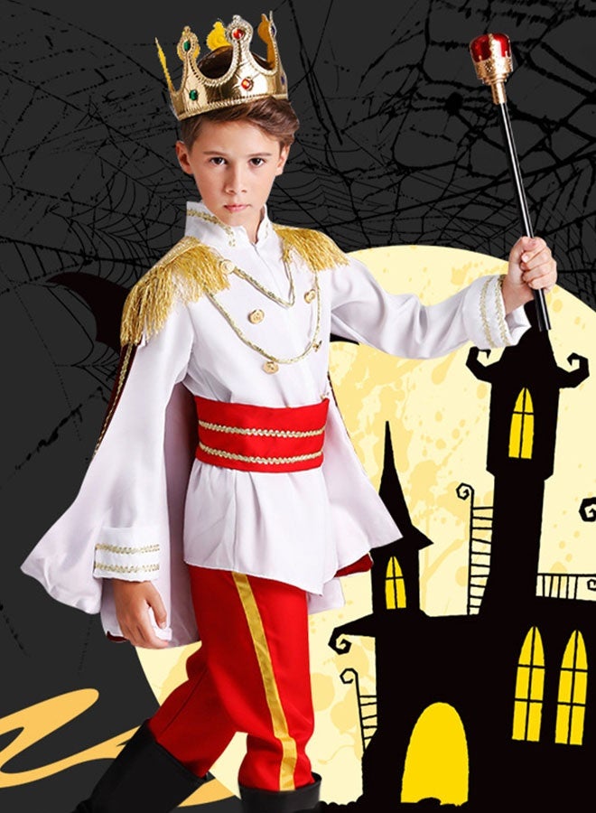 King Cosplay Outfit ,Children's Prince Costume ,Boys Prince Performance Costume Set, Role-Play Clothing, Suitable For Children's Birthday Parties, Stage Performances, Theme Parties, Talent Shows And Other Occasions ,For Ages 3-10 Kids ,Red/White - Image 2