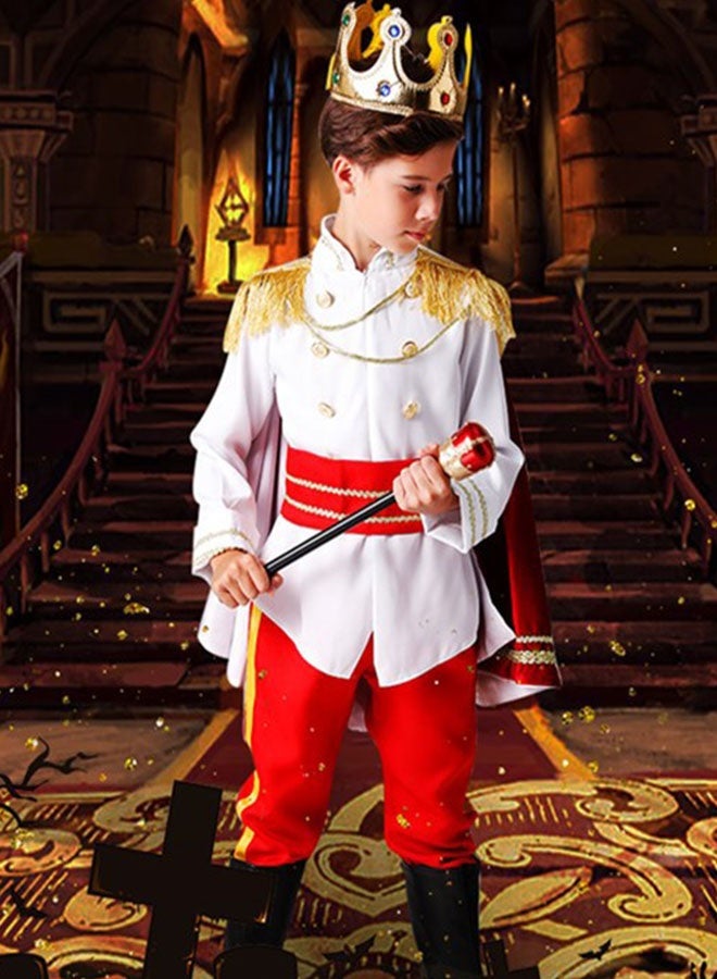 King Cosplay Outfit ,Children's Prince Costume ,Boys Prince Performance Costume Set, Role-Play Clothing, Suitable For Children's Birthday Parties, Stage Performances, Theme Parties, Talent Shows And Other Occasions ,For Ages 3-10 Kids ,Red/White - Image 3