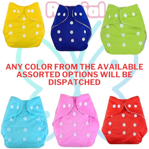 RENIAL REUSABLE CLOTH DIAPERS (DIAPERS AND INSERTS) ADJUSTABLE FREESIZE FOR BABIES BETWEEN 3 MONTHS TO 3 YEARS MULTICOLORS [PACK OF 3] - Image 2