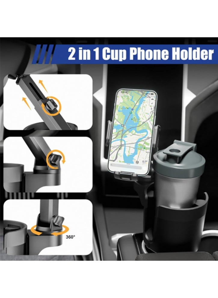 Bincoo Cup Holder Phone Mount for Car, 2 in 1 Adjustable Cup Holder Base , Suitable for Most Car Height and Angle Adjustment Compatible  with Phone Mount, Long Arm with 360°Rotation Cup Holder Phones Mount for Car Compatible with All Smartphones （Black） - Image 5