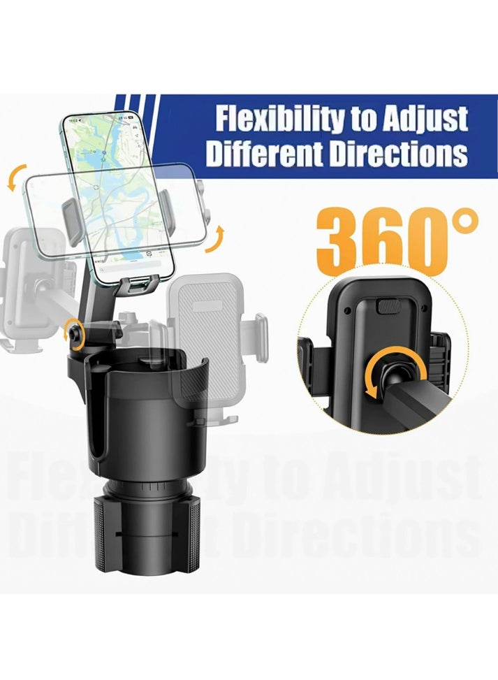 Bincoo Cup Holder Phone Mount for Car, 2 in 1 Adjustable Cup Holder Base , Suitable for Most Car Height and Angle Adjustment Compatible  with Phone Mount, Long Arm with 360°Rotation Cup Holder Phones Mount for Car Compatible with All Smartphones （Black） - Image 4