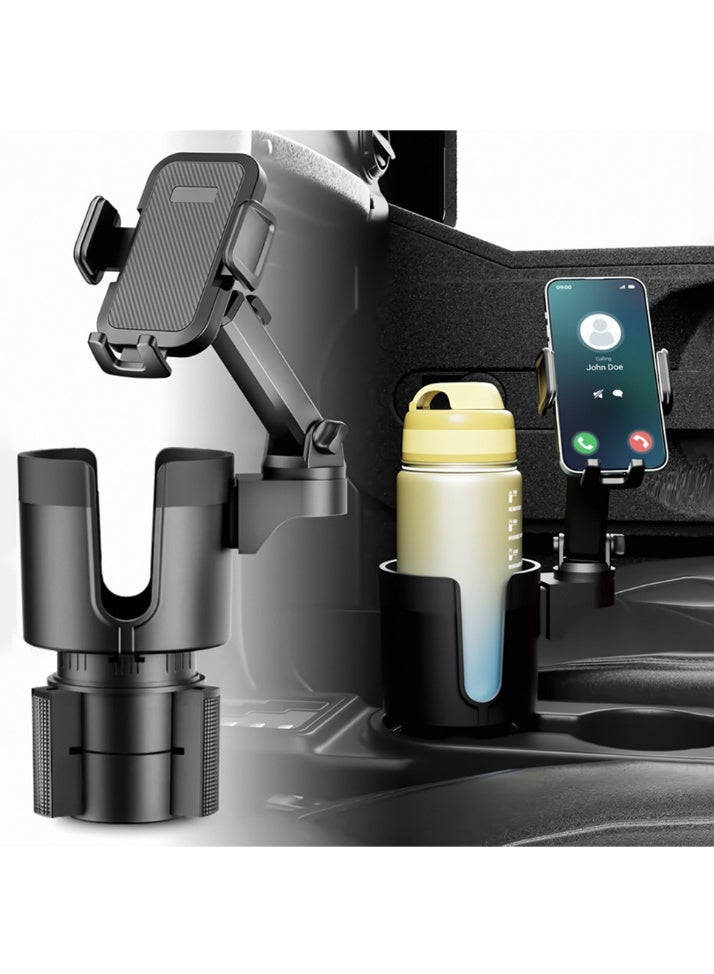 Bincoo Cup Holder Phone Mount for Car, 2 in 1 Adjustable Cup Holder Base , Suitable for Most Car Height and Angle Adjustment Compatible  with Phone Mount, Long Arm with 360°Rotation Cup Holder Phones Mount for Car Compatible with All Smartphones （Black） - Image 2