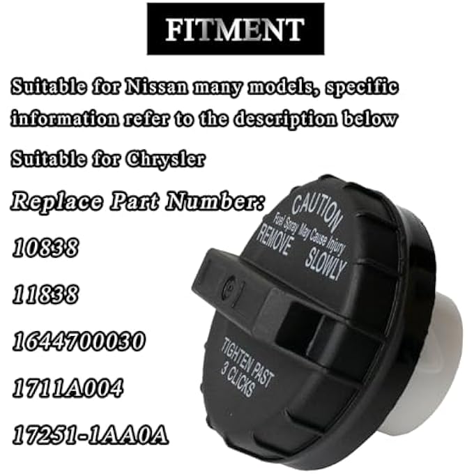 rayihni Gas Cap Fuel Petrol Tank Cover Cap 10838 Fit for Nissan Frontier 20012011 Sentra 20002011 Altima Armada Xterra Maxima Pathfinder 370Z Quest Versa Titan More APT00030 - Image 2