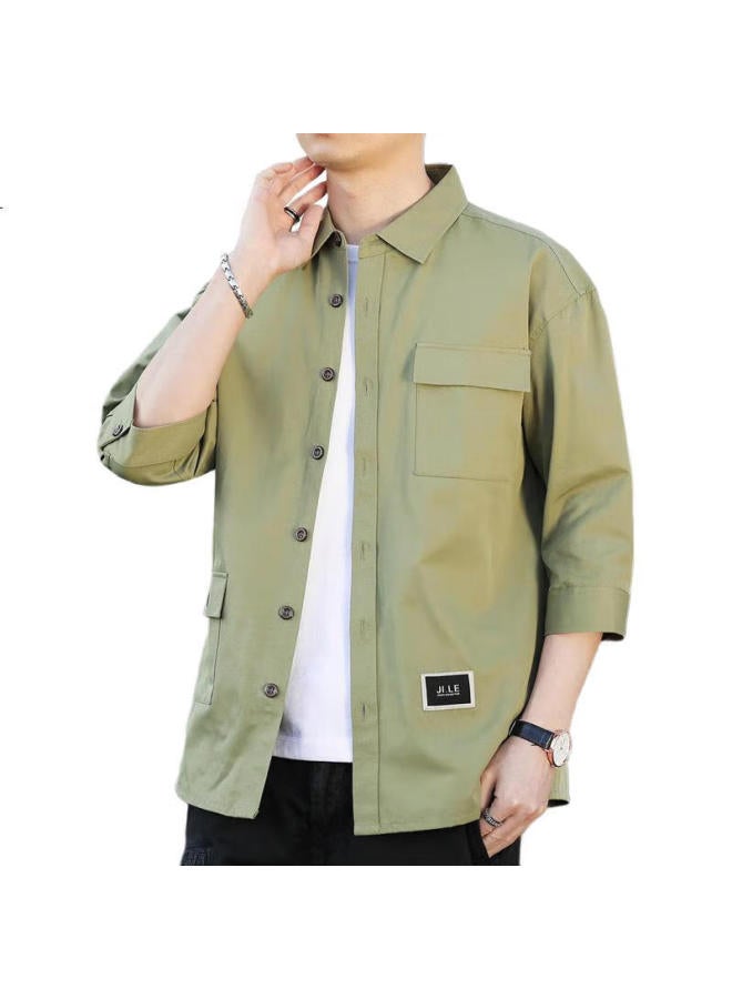Playboy Men'S Seven-Point Sleeve Summer Short-Sleeved Shirt Men'S Jacket Workwear Casual Trendy Men'S Clothing - Image 3