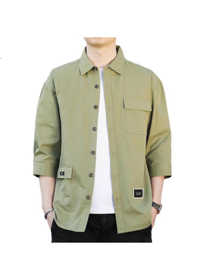 Playboy Men'S Seven-Point Sleeve Summer Short-Sleeved Shirt Men'S Jacket Workwear Casual Trendy Men'S Clothing - Image 2