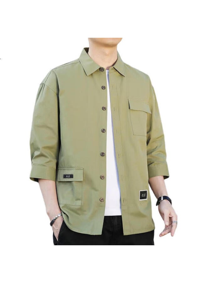 Playboy Men'S Seven-Point Sleeve Summer Short-Sleeved Shirt Men'S Jacket Workwear Casual Trendy Men'S Clothing - Image 1