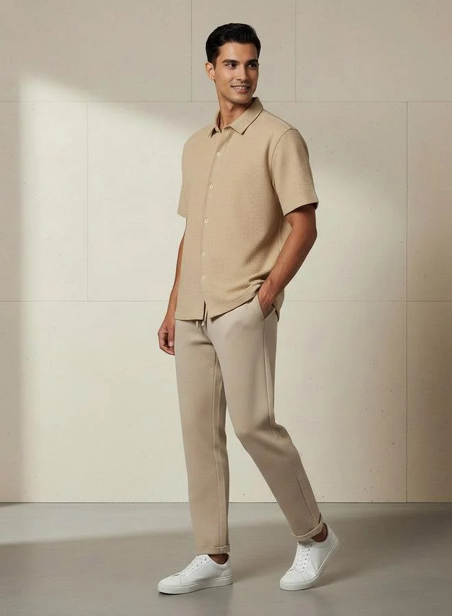 Splash FAV Men Regular Fit Collared Textured Short Sleeves Shirt