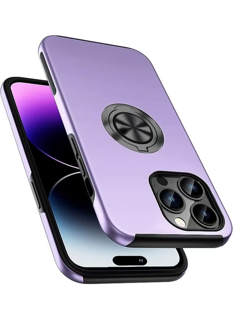 X-level iPhone 14 Pro Case Cover With Finger Ring Military Grade Metal Stand Kickstand [Support Magnetic Car Holder] Phone Comfortable Hold Feeling Anti-scratch Shockproof Back Cover For iPhone 14 Pro  - Image 1