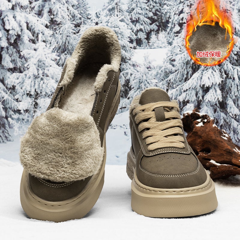 Winter High-Top Shoes Cotton Shoes Men'S Shoes Two Cotton Mid-Top Board Shoes Fleece-Lined Winter Men'S Shoes Winter Shoes Tide - Image 1