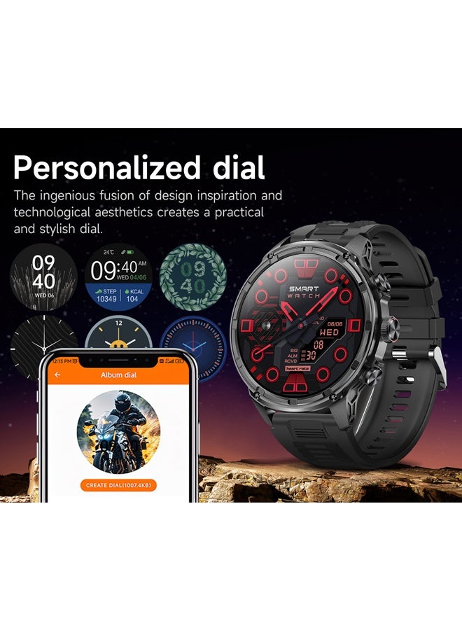 رولستيمي ساعة ذكية للرجال ، 1.85 بوصة عالية الوضوح شاشة كبيرة للماء ودائم ساعة ذكية ، 710 مللي أمبير بطارية طويلة ، الإجابة / إجراء المكالمات ، النشاط اللياقة البدنية تعقب ووتش ل يوس والروبوت (الفضة) - Image 4