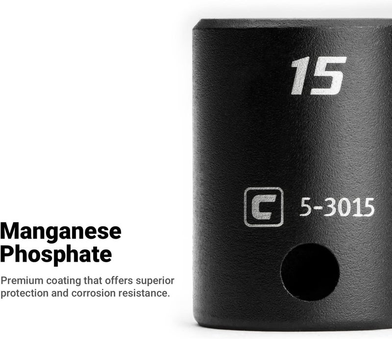 Capri Tools 24 mm Shallow Impact Socket, 3/8-Inch Drive, 6-Point, Metric - Image 3