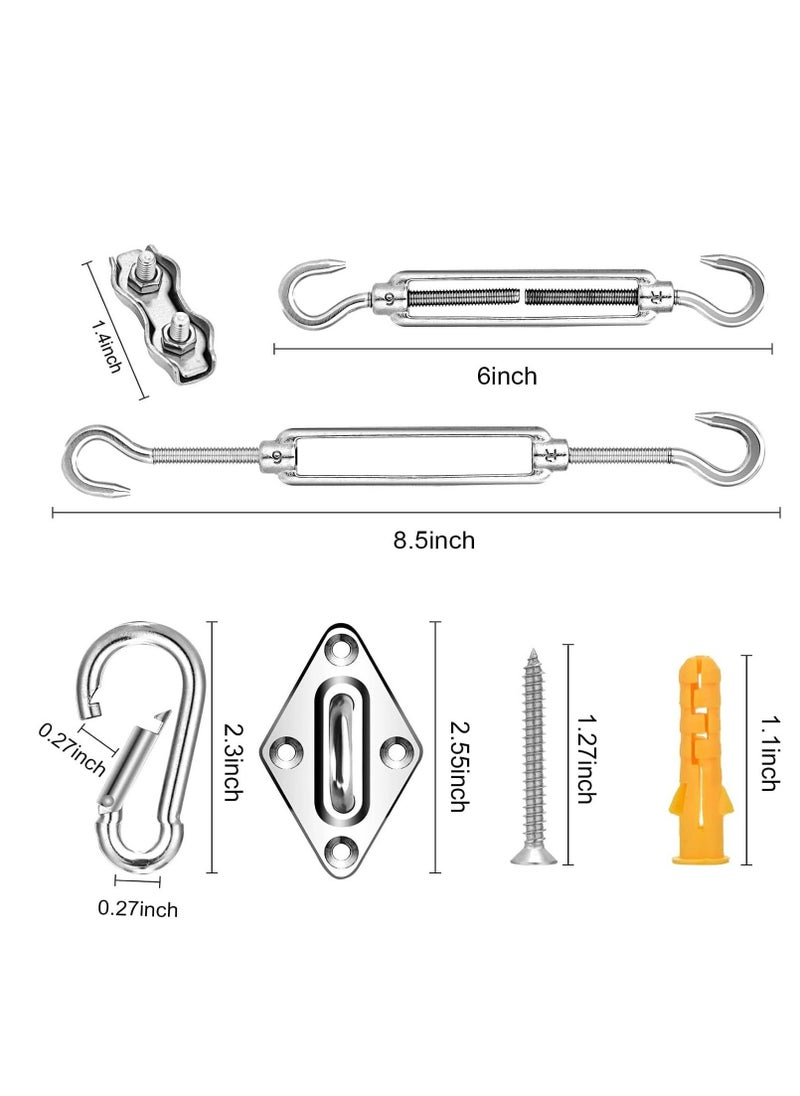 SYOSI - Sun Shade Sail Hardware Kit 6 inch with 4pcs 50.5ft Cable Wire Rope 304 Stainless Steel for Patio Garden Triangle Rectangle and Square Sails Installation 59 pcs - Image 1