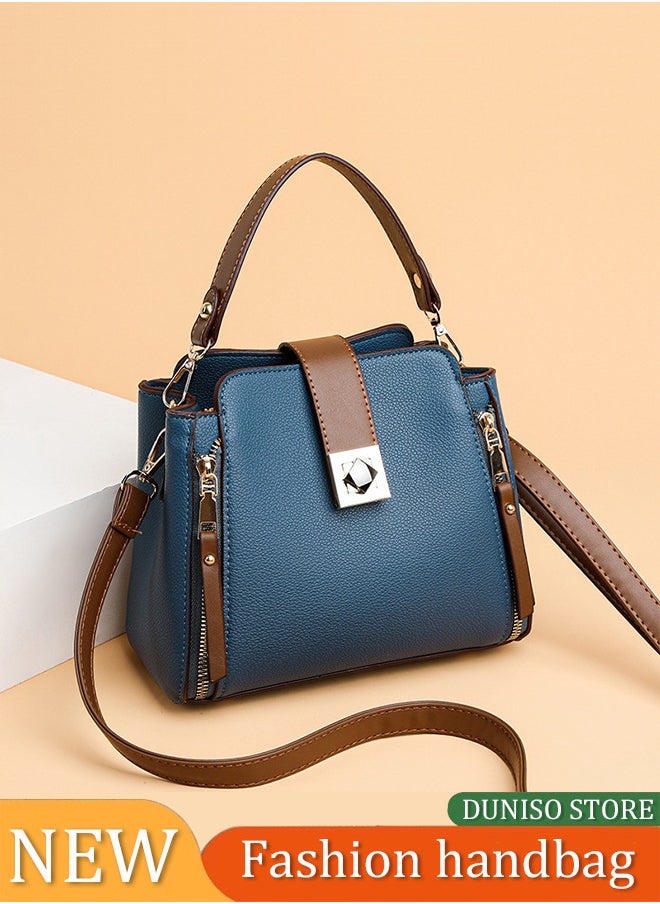 DUNISO Women's crossbody bag, PU leather bucket shaped handbag, adjustable shoulder strap, suitable for storing mobile phones, power banks, umbrellas, cosmetics, 21.5 * 18.5 * 11.5cm  - Image 1
