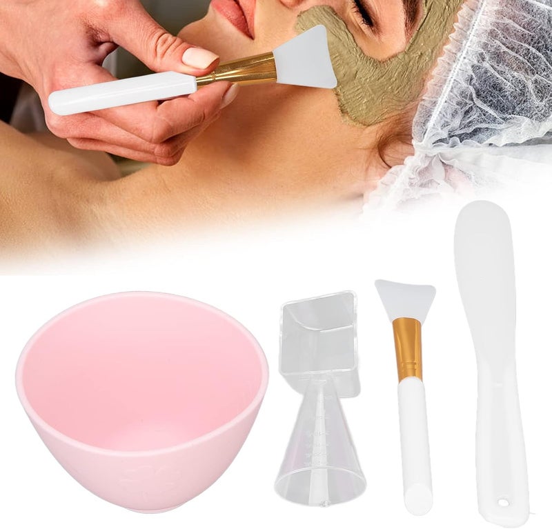 klarako Face Mask Mixing Bowl Set, DIY Facemask Mixing Tool Kit, Mixing Bowl Stick Spatula Measuring Cup Spoon Tattoo Repair Cream Applicator(pink) - Image 1