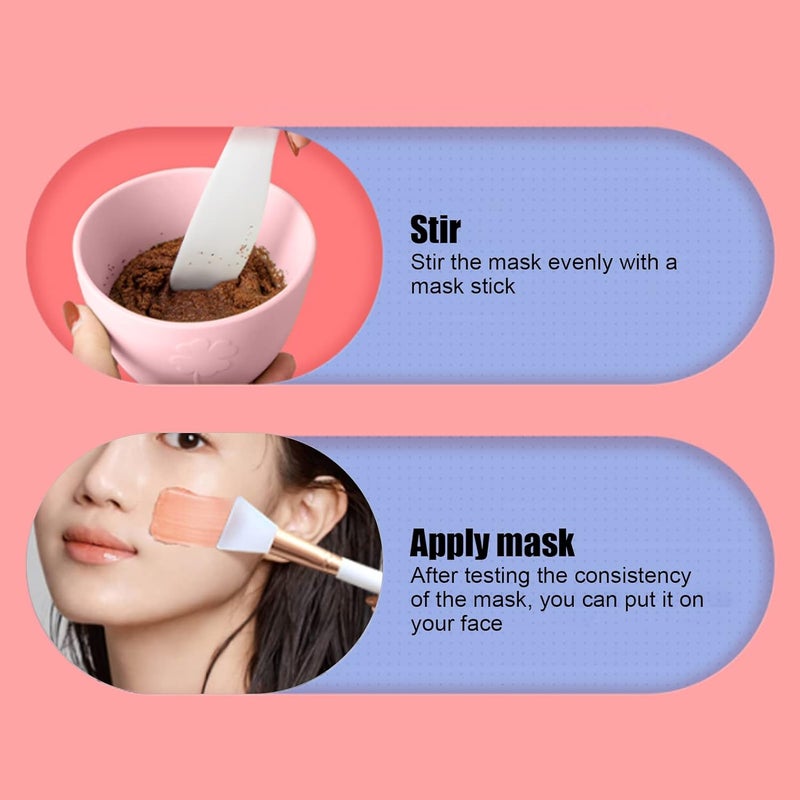 klarako Face Mask Mixing Bowl Set, DIY Facemask Mixing Tool Kit, Mixing Bowl Stick Spatula Measuring Cup Spoon Tattoo Repair Cream Applicator(pink) - Image 5