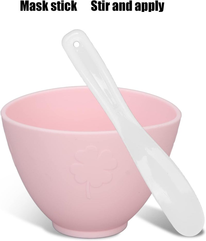 klarako Face Mask Mixing Bowl Set, DIY Facemask Mixing Tool Kit, Mixing Bowl Stick Spatula Measuring Cup Spoon Tattoo Repair Cream Applicator(pink) - Image 2